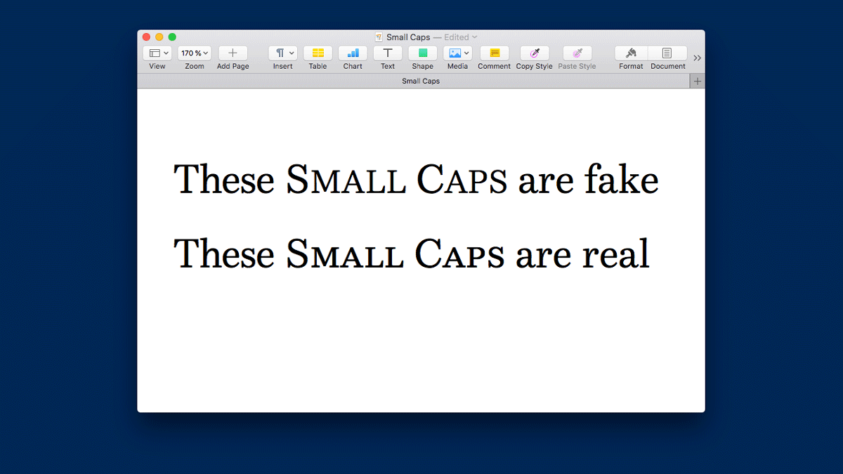 create small caps in word for mac